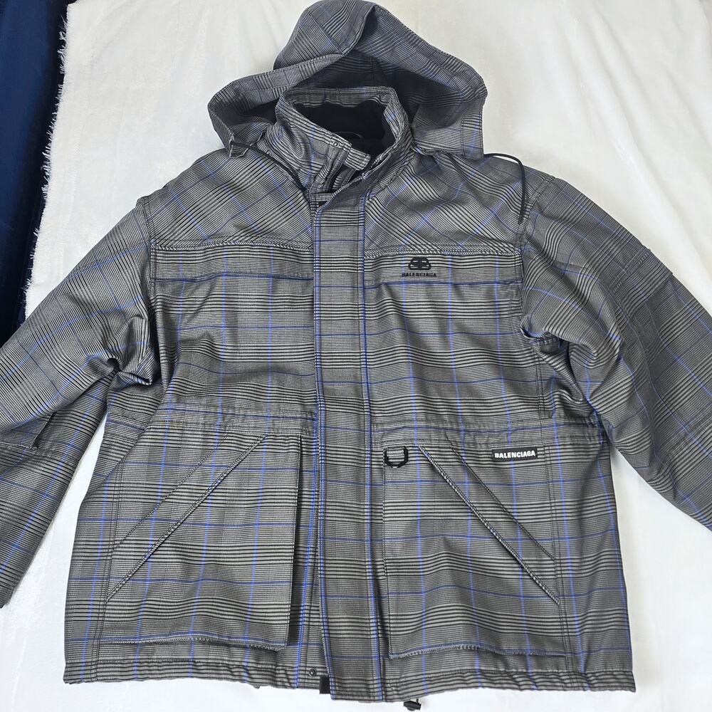 Balenciaga Plaid Utility Hooded Oversized Winter Jacket | S (46) | MSRP $3200